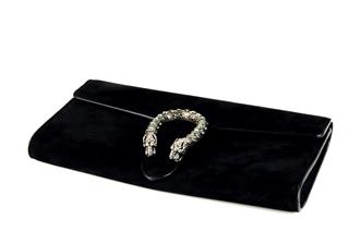 gucci black velvet clutch